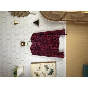 Eight Sixty Pink Snake Print Bell Sleeve Wrap Front V-Neck Blouse - Size - XS